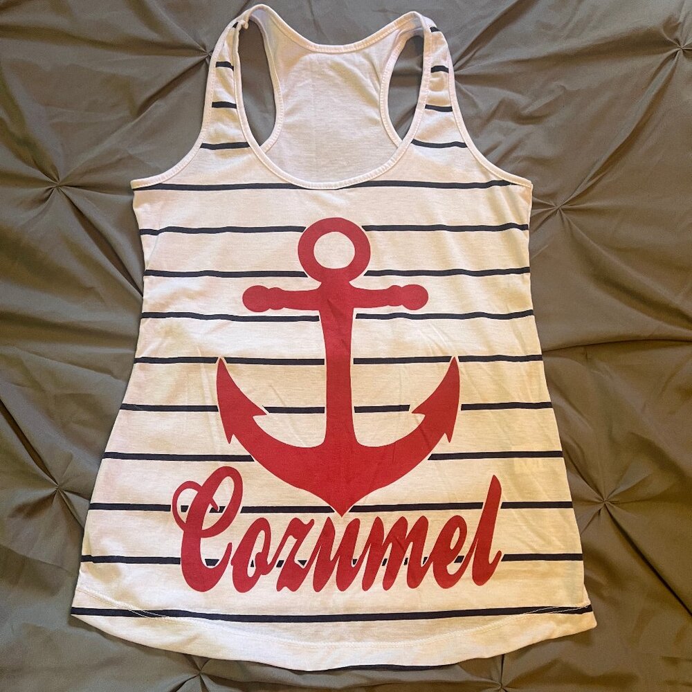 Cozumel Nautical, Red, White & Blue Shirt, Size Medium